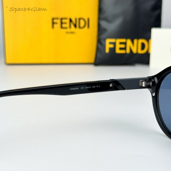 Fendi Women Sunglasses Black Blue Round FE40058U 01V BRAND NEW - Picture 7 of 9